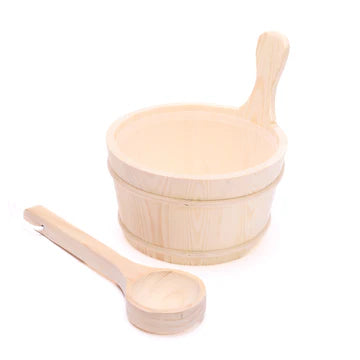 Wooden Bucket & Ladle Set